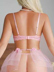 5pcs Set Women's Sexy Lingerie Set - Pink - View 2