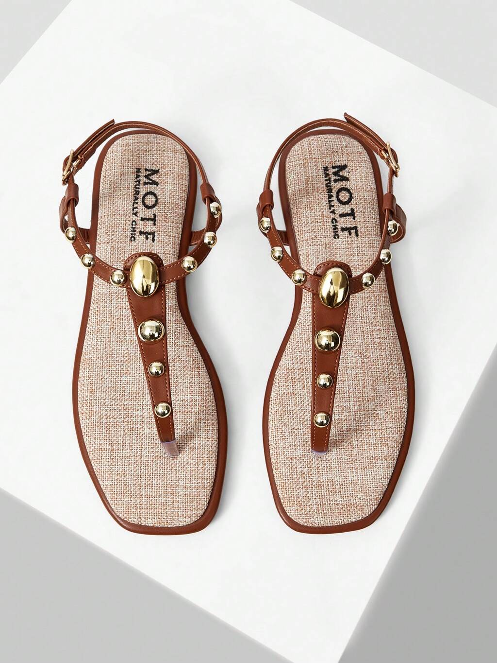 BROWN THONG STYLE COMFORTABLE FLAT SANDALS FOR CHRISTMAS SPRING SHOES