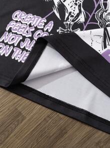 Manfinity EMRG Maglietta da uomo a maniche corte con scollo rotondo, con stampa di cartoni animati e lettere