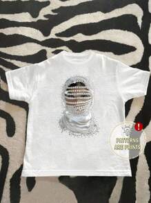 Calvaya Plus Size Women's Round Neck Printed Short Sleeve Casual Daily Wear Summer T-Shirt Graphic Tees Women Tops