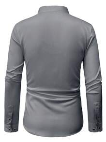 Manfinity Mode Men's Business Formal Collar Shirts Are Breathable, Comfortable And Soft. They Are Suitable For Daily Business, Office, Party And Banquet. They Will Be Suitable All Year Round. - Dark Grey - View 2