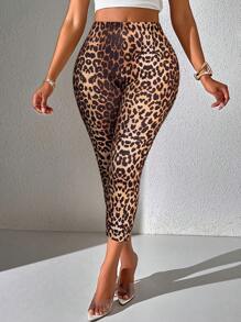 SOLERSUN Legging de yoga léopard casual sportif à longueur 3/4 pour femmes (motif floral aléatoire)
