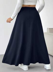 SHEIN EZwear Spódnica z wysokim stanem w dużym rozmiarze, swobodna do codziennego noszenia, odpowiednia na jesień