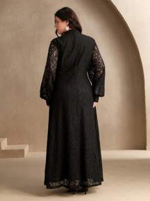 Anewsta Rochie Maxi Flare De Dantela De Dama, Tinute De Primavara Pentru Femei - Negru - Vizualizare 2