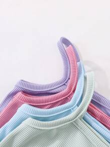 4 件装女婴休闲舒适百搭连体衣，适合日常穿着、夏季度假 - 彩色 - 查看 4