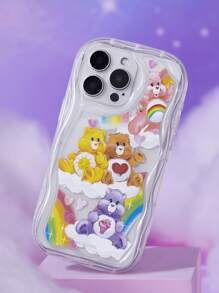 SHEIN X Care Bears Ốp lưng điện thoại trong suốt in hình chú gấu hoạt hình dễ thương, tương thích với iPhone - trắng - Xem 2