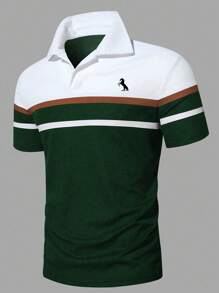 Manfinity Homme Men's Polo Shirt, Minimalist, Suitable For Summer - Green - View 5