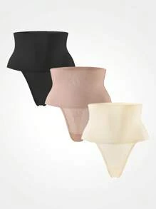 SHEIN Shape 2 paquetes de moldeadores de cintura alta tipo tanga, modeladores corporales que levantan el trasero con cierre ajustable de 3 niveles, control de abdomen y cintura