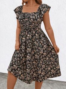SHEIN Clasi Vestido informal con estampado floral Ditsy para mujer talla grande
