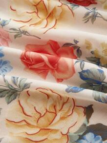 SHEIN MOD Plus Size Elegant Romantic Vacation Floral Print Ruffle Sleeve Dress.Fairycore Tea Party Dresses,Beach Dress Sundress,Holiday Outfits Boho - Multicolor - View 4