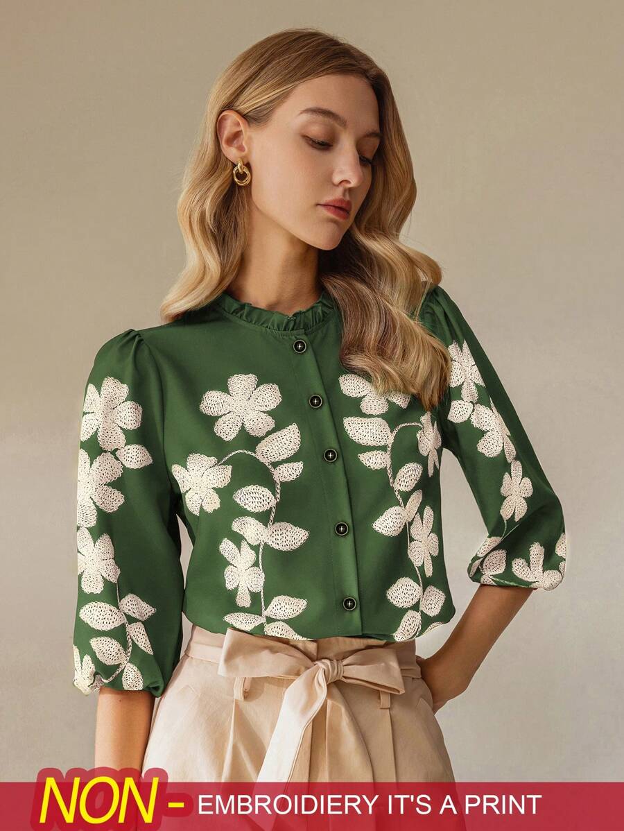 SHEIN Clasi Áo sơ mi dài tay nữ, phong cách tối giản phù hợp cho mùa hè - Nhiều màu - Xem 1