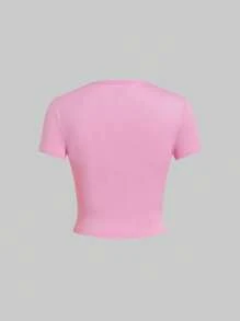 SHEIN EZwear 女士加大码纯色短袖圆领T恤，颜色和数量随机发货 - 彩色 - 查看 5