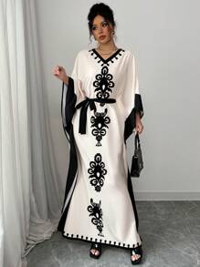 Women's Elegant Color Block Batwing Sleeve Dress