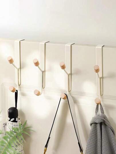 1 pieza Gancho para colgar sobre la puerta hecho de hierro, de pie independiente, fácil de instalar, para ropa / sombreros / corbatas, accesorios de baño Percha para abrigos y sombreros con 2 ganchos, para puerta trasera, cocina, baño, dormitorio, sala de estar, organizador, Día de San Valentín, boda de San Valentín, almacenamiento, organizador de cocina, estantería, organización y almacenamiento de cocina, accesorios de cocina, organizador de baño, decoración del hogar