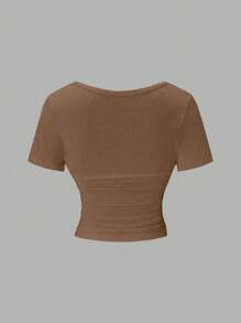 Calvaya Women's Solid V-Neck Short Sleeve Casual T-Shirt
