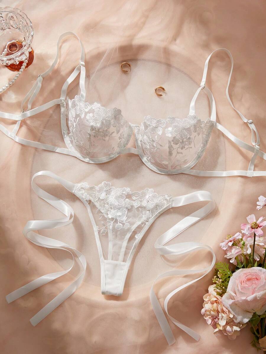 女士文胸内裤套装 - 白色 - 查看 1