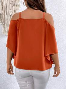 SHEIN Clasi Kamisol Longgar Warna Polos Ukuran Besar, Sederhana dan Modis - Rust Brown - View 3