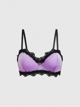 Grunge Punk Damen Stahl Creolen Samt & Spitzen Fledermaus Anhänger Lingerie BH