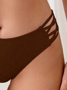 Swim Vcay Bas de bikini pour femmes de couleur unie avec côtés ajourés, plage d'été