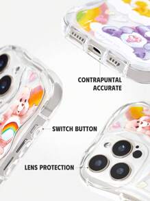 SHEIN X Care Bears Ốp lưng điện thoại trong suốt in hình chú gấu hoạt hình dễ thương, tương thích với iPhone - trắng - Xem 3