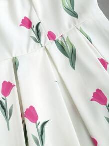 Sweetra Váy yếm xếp ly in hoa thanh lịch dành cho nữ, mùa hè - Nhiều màu - Xem 6