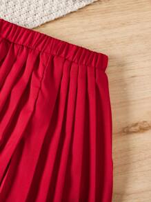 2pcs Young Girl Simple Round Neck Solid Color Short Sleeve T-Shirt And Pants Set, Fashionable For Summer - Multicolor - View 3