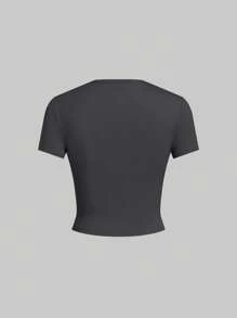 SHEIN EZwear 女士加大码纯色短袖圆领T恤，颜色和数量随机发货 - 彩色 - 查看 14