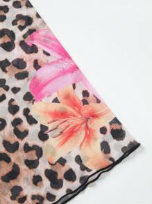 SHEIN Swim 1pc Women's Kimono Robe, Digital & Placement Printed Mesh, For Home, Beach, Pool, Casual Party, Vacation, Spring/Summer