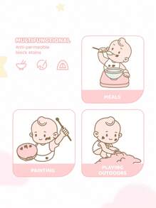 SHEIN X Care Bears 3件套0-3岁婴儿防水围兜，TPU材质，防护，防污，柔软轻便，可折叠便携，适合喂奶 - 彩色 - 查看 4