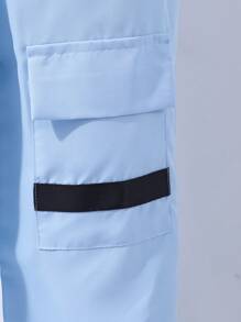 SHEIN ChillGRL 2pcs/Set Teen Girl Casual Printed T-Shirt And Cargo Pants Set Summer Holiday - Blue - View 8