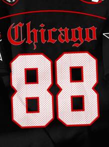 Attitoon تيشرت نسائي بقصة فضفاضة ذو رقبة مستديرة وأكمام قصيرة بطبعة أرقام كبيرة ، بتصميم بسيط وعادي، مناسب للألعاب - متعدد الألوان - مشاهدة 4