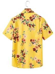 Manfinity RSRT Men's Casual Floral Print Short Sleeve Shirt For Summer Men Fashion Shirts Men Shirts Floral Floral  Clothes For Men Men Shirts - Yellow - View 2