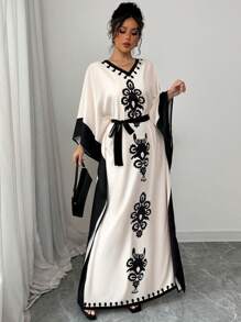 Women's Elegant Color Block Batwing Sleeve Dress