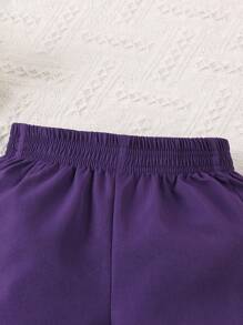 SHEIN Pantalones casuales deportivos de pierna ancha y cintura alta con lazo para niñas, pantalones de chándal livianos color rosa para primavera y verano