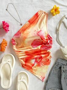 Soleia Blusa romántica con volantes y bajo asimétrico, ideal para vacaciones y citas, primavera/verano - Multicolor - Ver 3