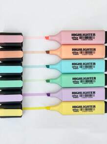 SHEIN 6pcs Macaron Color Highlighter Pen Set For Students, Fresh Color Tone Back To School