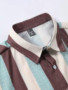 Manfinity Homme 男士短袖衬衫和短裤套装，简约时尚，适合夏季 - 彩色 - 查看 5