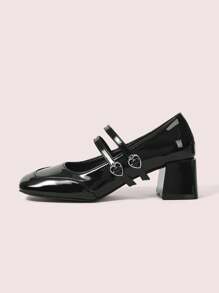 CUCCOO DOLLMOD Women's Fashion Versatile Minimalist Solid Color High Heels For Christmas - Black - View 5