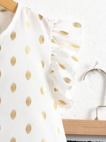 2pcs Tween Girl's White Foil Ruffle Edge Tank Top And Red Foil Floral Pattern Midi Skirt Set With Scarf, Traditional Outfit Suitable For Festivals, Parties & Gatherings