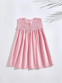 THE HAPPY LOOK Vestido sin mangas con flores de ganchillo en estilo vintage para niñas jóvenes