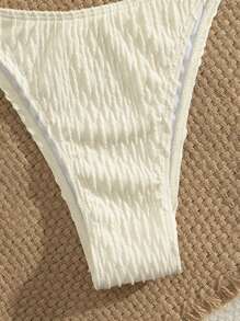 SHEIN Swim Damen strukturierte Crinkle einfarbige Spaghetti-Träger rückenfreie Dreieck Bikini Sets, Sommer Beachwear