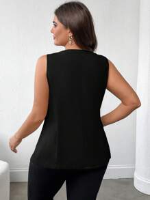 Firerie Áo vest khóa kim loại thời trang tối giản, phong cách thường ngày, đi làm/đi học, cỡ lớn dành cho nữ, màu mơ có nút vàng, thích hợp mặc khi dự tiệc năm mới, tốt nghiệp, trở lại trường, trang phục giáo viên cho phụ nữ vào mùa thu/đông - màu đen - Xem 2
