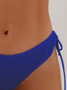 Swim Basics Women's Plain Color Tie Bikini Bottom, Holiday Beach Swimwear For Summer Beach Vacation - Royal Blue - View 3