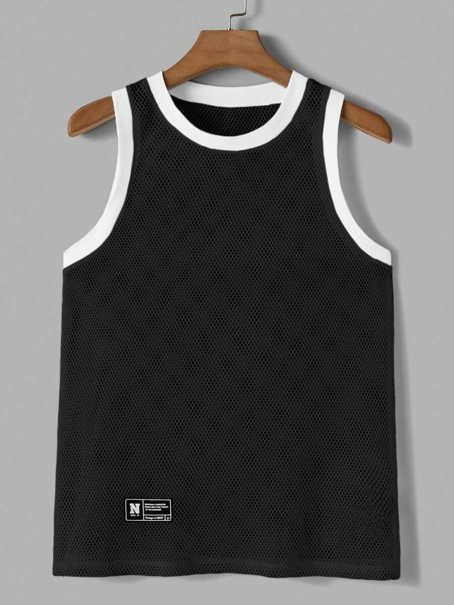 Manfinity VCAY Men's White Mesh Fishnet Tank Top, Suitable For Everyday Wear Spring And Summer - Multicolor - View 1