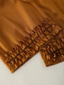 Girls Casual Fashion Round Neck Sleeveless 3D Floral Net Loose Tank Top & Elastic Waist Wide Leg Solid Color Pants Set