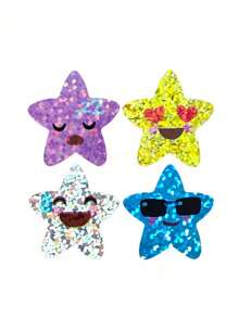 500 piezas Pegatinas de estrella sonriente multicolor, Rollo de pegatinas de estrella pequeñas de 1 pulgada Pegatinas autoadhesivas brillantes y brillantes con purpurina holográfica para recompensas escolares, decoración y manualidades (8 colores) Materiales didácticos - Multicolor - Ver 10