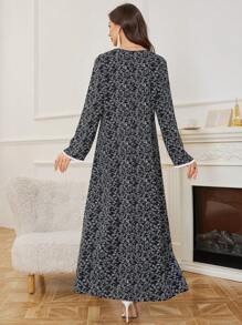 Al Najma Elegant & Chic Color Block Panel Arabian Dress For Women, Arabian Dresses,Modest - Black - View 2