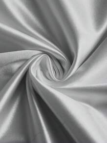 SHEIN Unity Chân váy xếp ly viền đuôi cá màu bạc thời trang cho người đi làm - Bạc - Xem 5