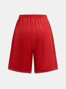 SHEIN Pantalones cortos deportivos cómodos con estampado gráfico de estilo oscuro para adolescentes hombres