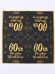 SHEIN Servietten zum 60. Geburtstag Schwarz und Gold, 20 Stücke 60. Tafelgeschirr Partys Servietten, 60. Geburtstag Dekorationen Tissue-Papierserviette, Weihnachten - Schwarz - Übersicht 11